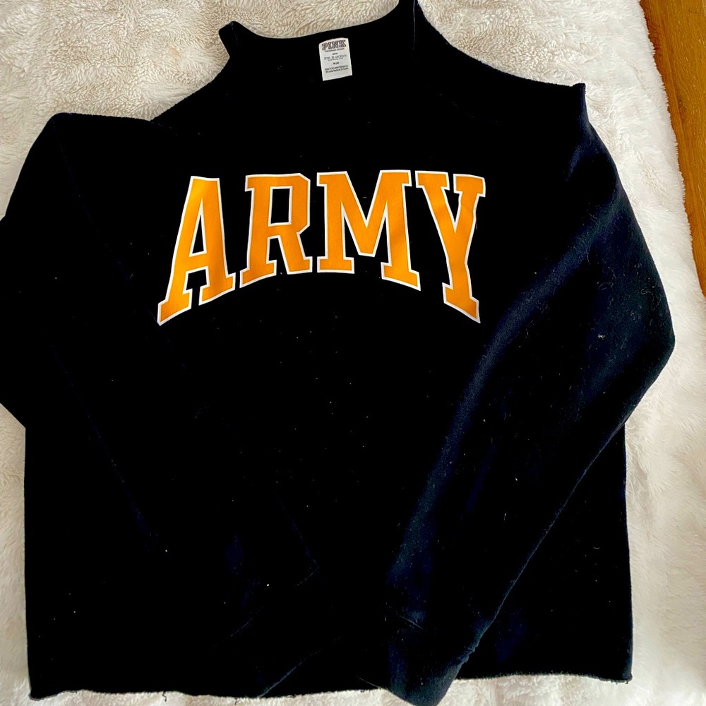 Victoria Secret Pink Army crew, with cut out shoulders